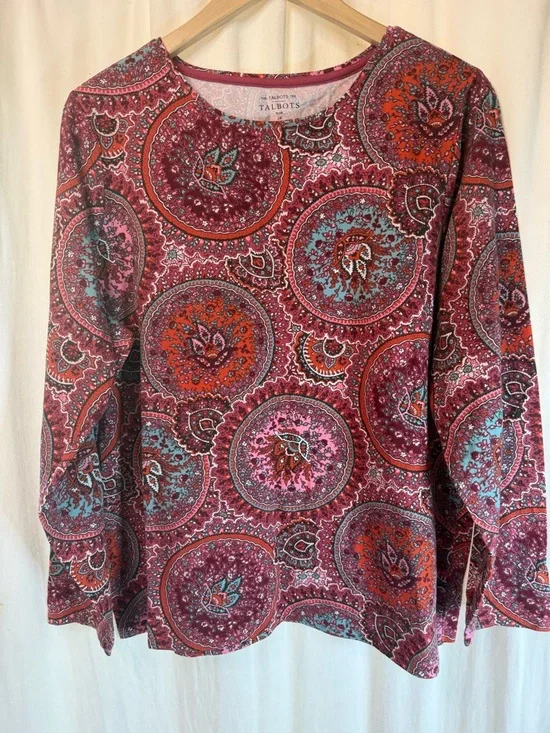 Talbots - PIMA CREWNECK TEE - CIRCLE PAISLEY - Picture 3 of 8